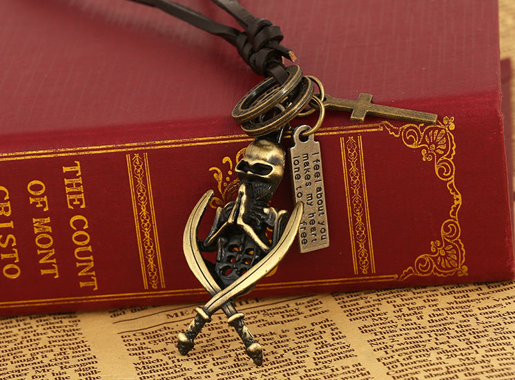 Leather Korea Geometric necklace (Bronze) NHPK1569-Bronze