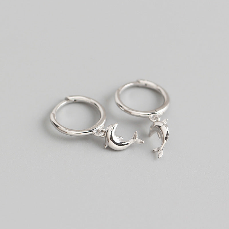 Yhe0256 Cross-Border Fresh S925 Sterling Silver INS Dolphin Sweet Earclip Earrings Student Silver Ear Studs Earrings
