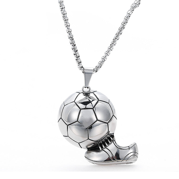 Men's retro titanium steel football necklace 60cm