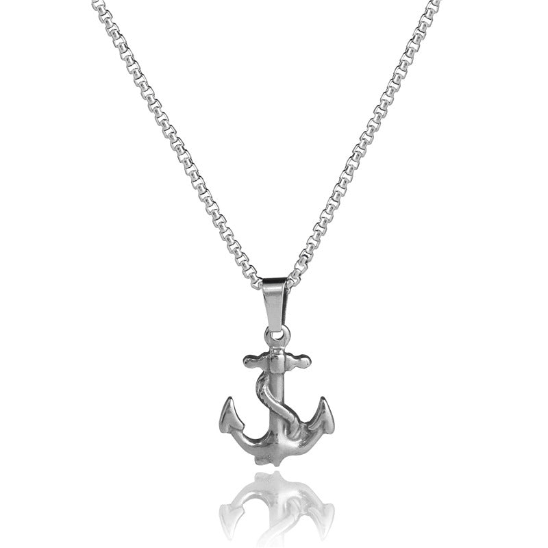 European and American Pirate Anchor Cross Pendant Titanium Steel Domineering Trendy Necklace
