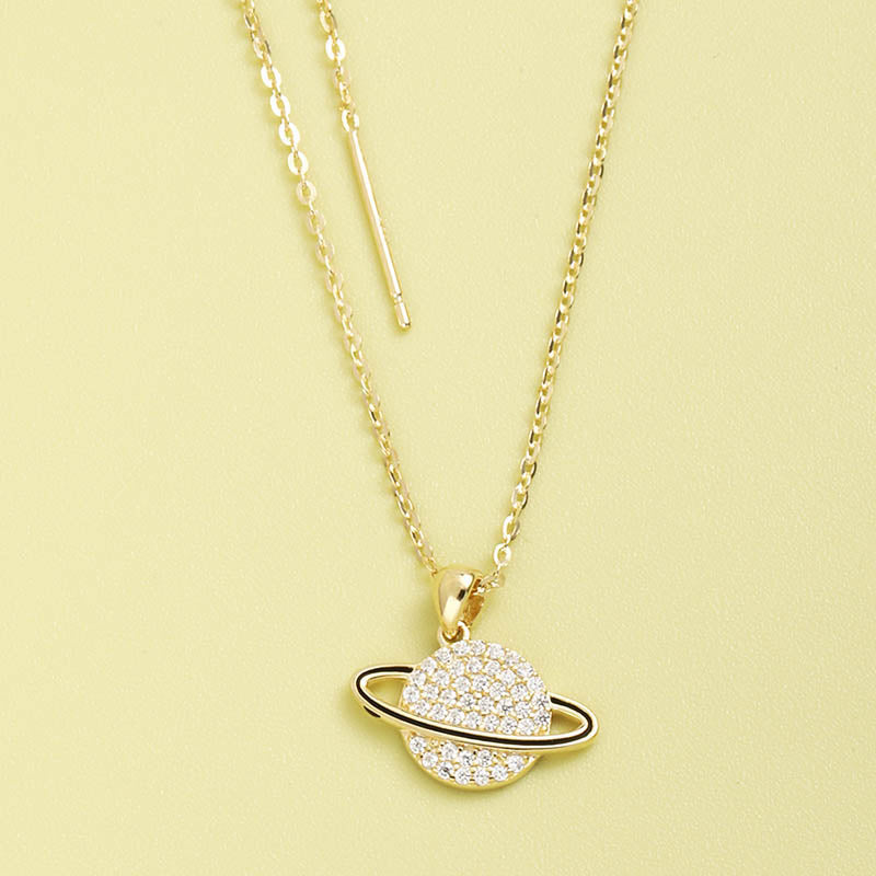 Simple Inlaid Zirconium Globe Pendant S925 Silver Necklace