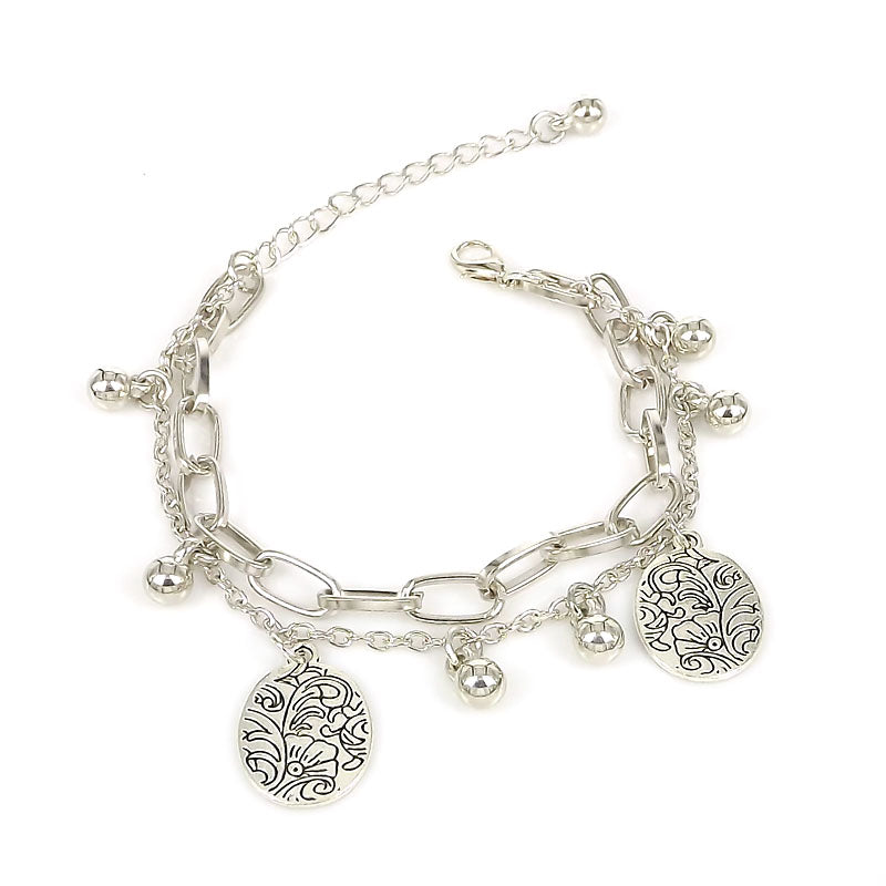 European and American Foreign Trade Double Layer All-Match Bracelet Stainless Steel Palm Retro Personalized Bracelet Gift