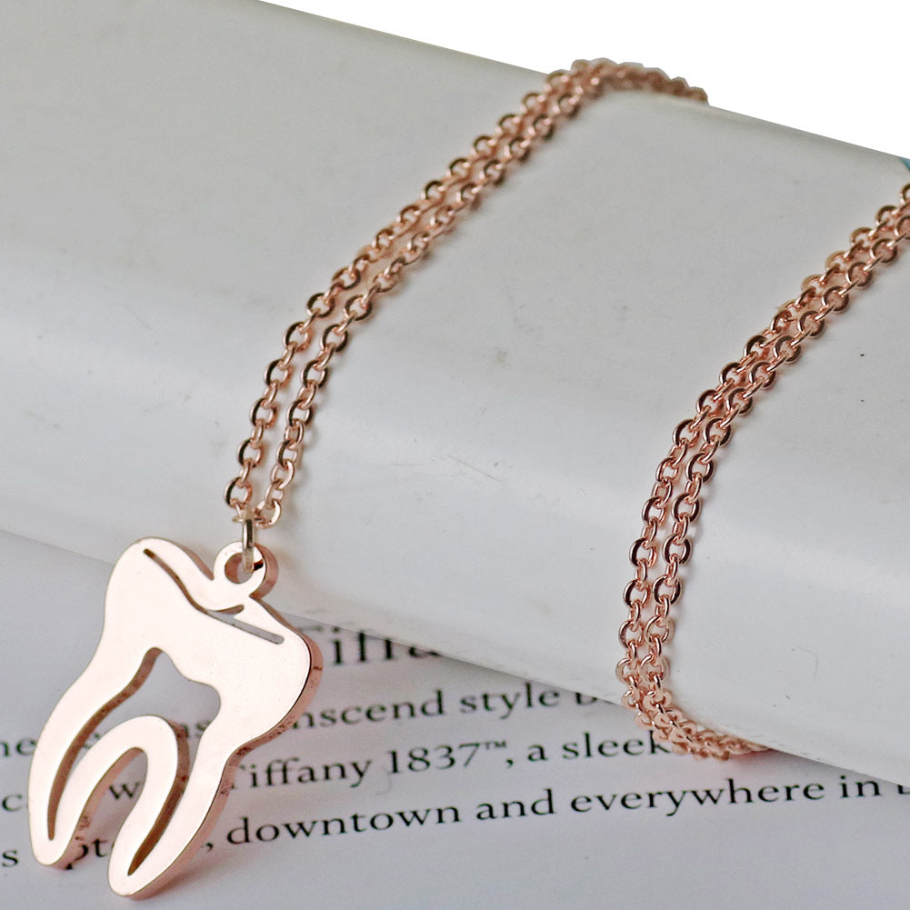 tooth shape pendant stainless steel necklace