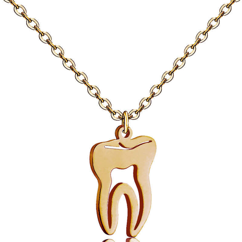 tooth shape pendant stainless steel necklace