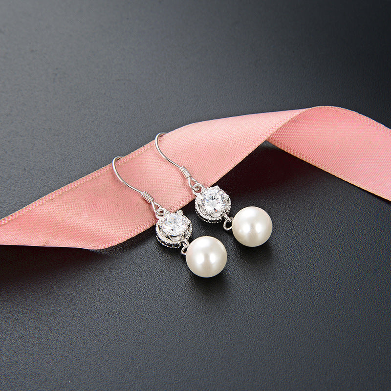fashion diamond-studded zircon s925 silver ear hooks
