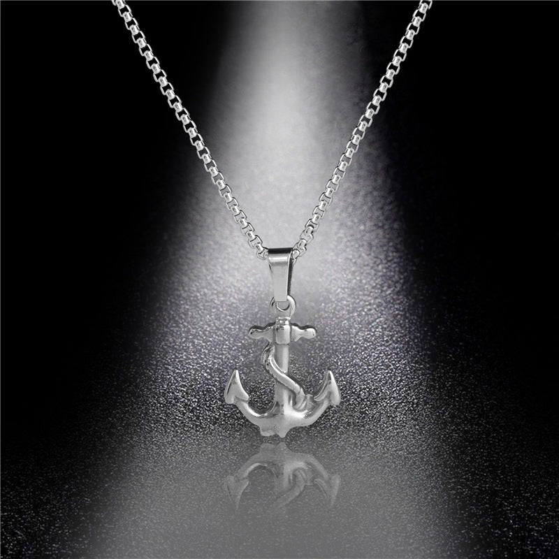 European and American Pirate Anchor Cross Pendant Titanium Steel Domineering Trendy Necklace