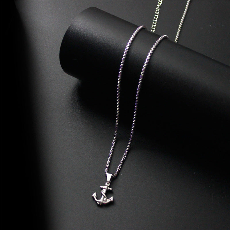 European and American Pirate Anchor Cross Pendant Titanium Steel Domineering Trendy Necklace