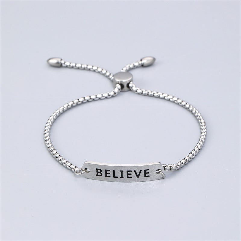 Fashion accessories stainless steel BELIEVE men's bracelet