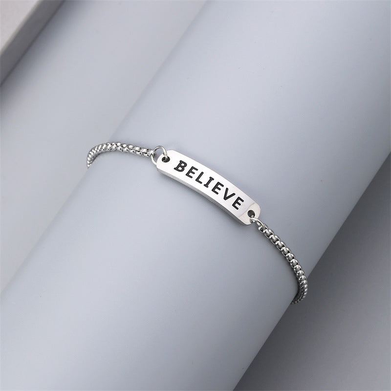 Fashion accessories stainless steel BELIEVE men's bracelet