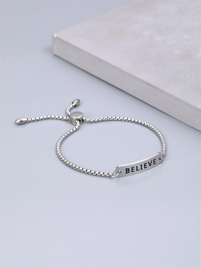 Fashion accessories stainless steel BELIEVE men's bracelet