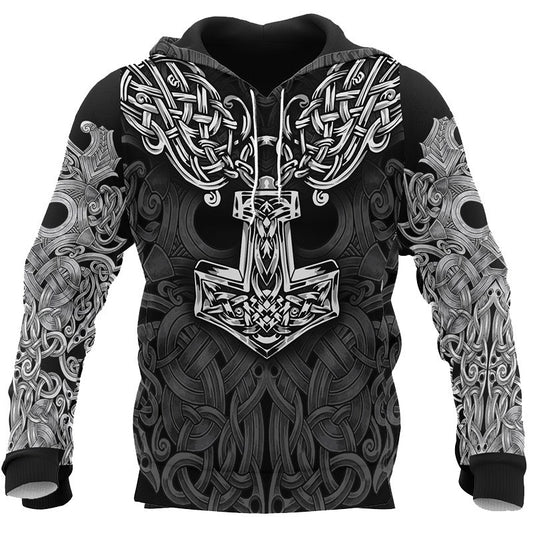 men's clothing mens fashion 3D Digital Printed Viking Hoodie