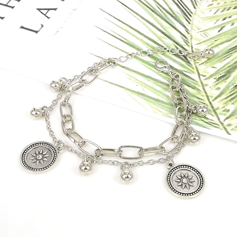 European and American Foreign Trade Double Layer All-Match Bracelet Stainless Steel Palm Retro Personalized Bracelet Gift