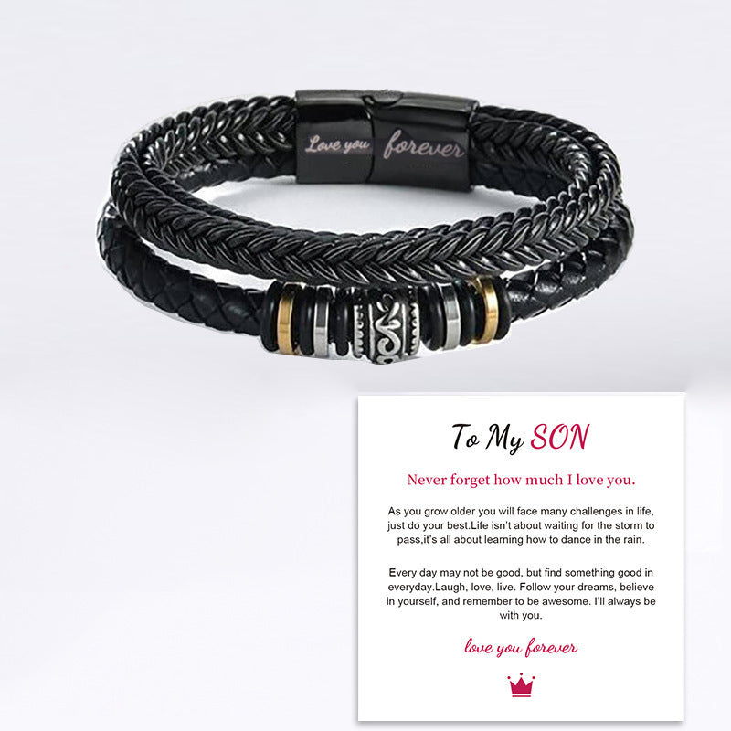 European and American Fashion Commuter Stainless Steel Leather Bracelet Lovemyson Magnetic Twist Stainless Steel Men's Bracelet