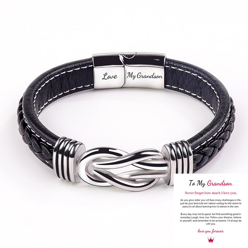 European and American Fashion Commuter Stainless Steel Leather Bracelet Lovemyson Magnetic Twist Stainless Steel Men's Bracelet