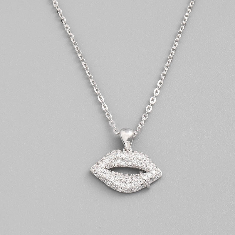 Classic Zirconium S925 Lips Pendant Necklace
