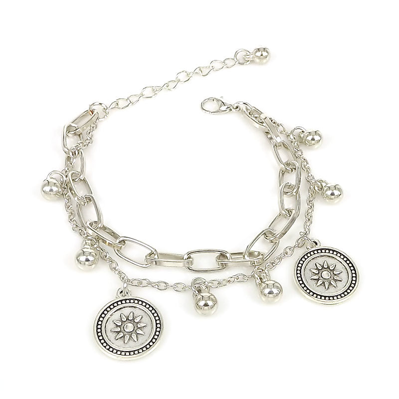 European and American Foreign Trade Double Layer All-Match Bracelet Stainless Steel Palm Retro Personalized Bracelet Gift
