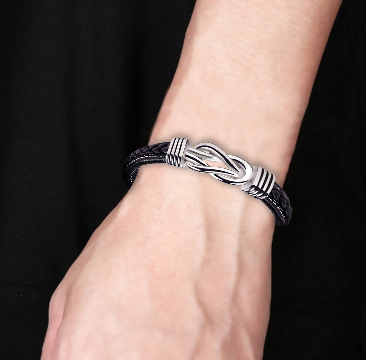European and American Fashion Commuter Stainless Steel Leather Bracelet Lovemyson Magnetic Twist Stainless Steel Men's Bracelet