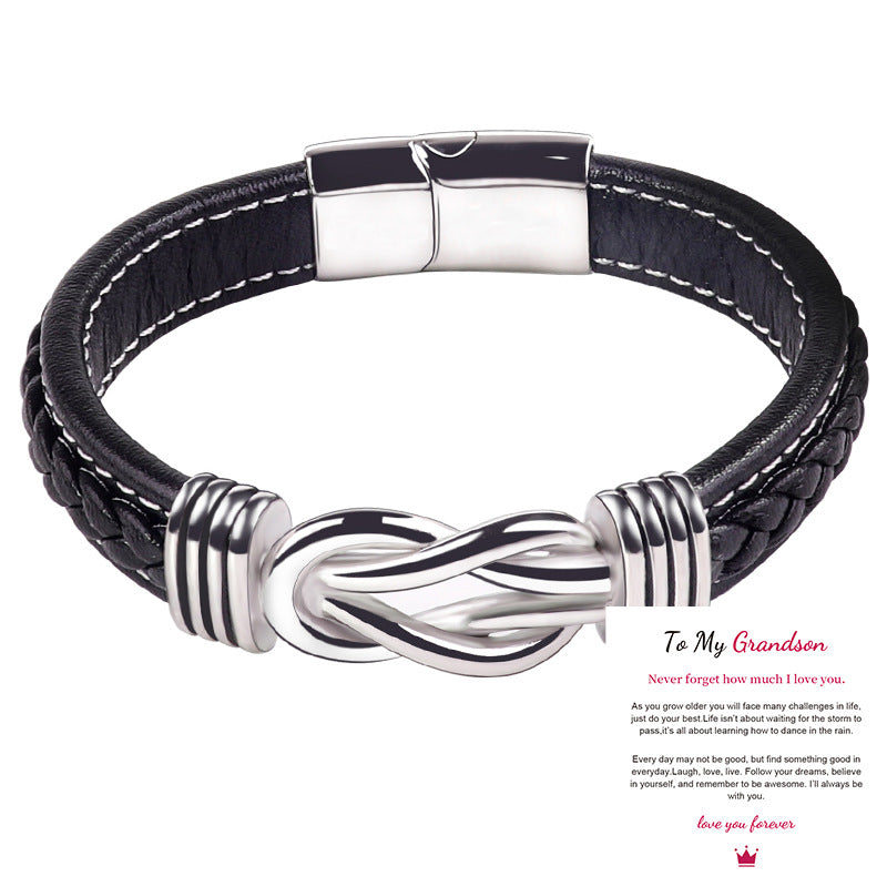 European and American Fashion Commuter Stainless Steel Leather Bracelet Lovemyson Magnetic Twist Stainless Steel Men's Bracelet