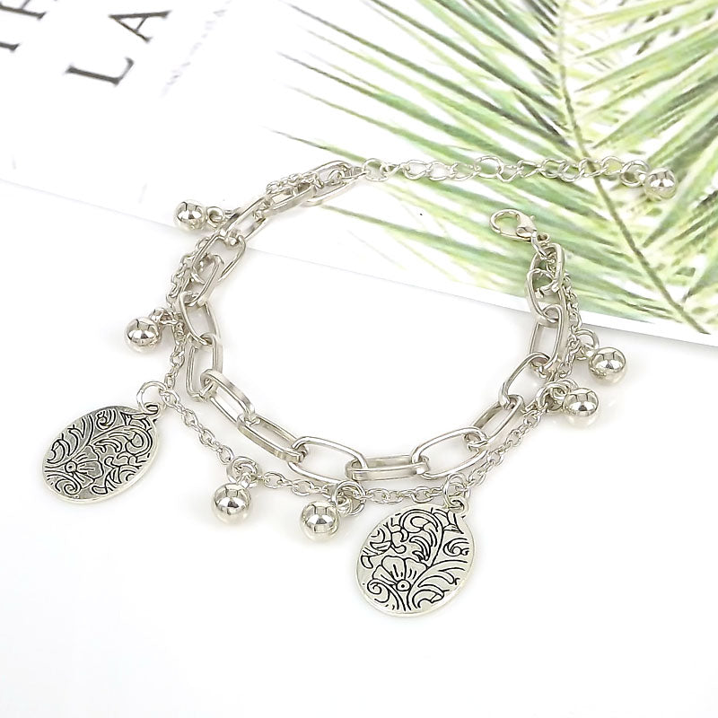 European and American Foreign Trade Double Layer All-Match Bracelet Stainless Steel Palm Retro Personalized Bracelet Gift
