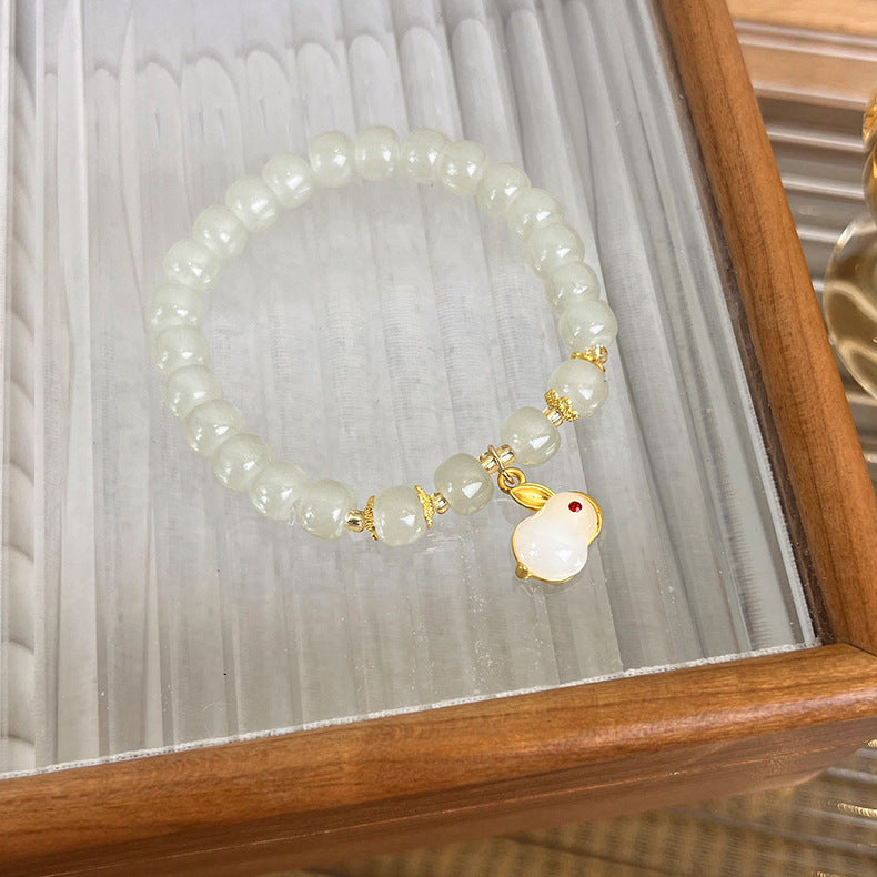 New Guo Feng Jade Hare Beaded Bracelet Female Niche Design Girlfriends Bracelet New Gift for Girlfriend
